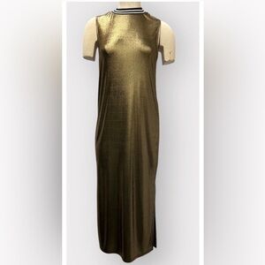 ASOS Maxi Dress Women 6 Gold Lame Stretch Sleeveless Beach Party Cocktail